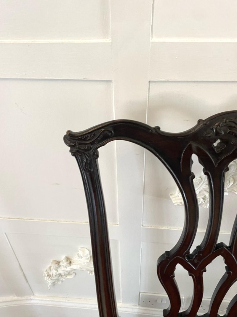 Set of 12 Antique Victorian Quality Carved Mahogany Dining Chairs - Image 5